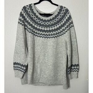 Lane Bryant Gray Fair Isle Knit Sweater Womens 14/16 Metallic Accent Pullover